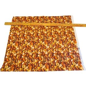 Joann Mixed Nuts Fabric 1 YARD 100% Cotton All Over Print Photo Real Novelty
